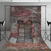 Aperturee - Aperturee Shabby Grey Wall Pink Floral Tree Photo Sweep Backdrop